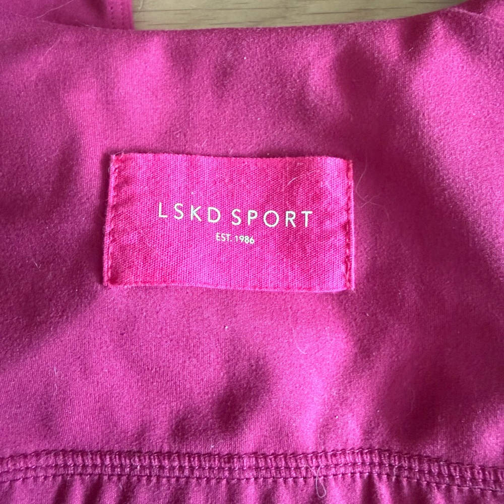 LSKD Sport Pink Athletic Sports Bra with White Trim - Picture 2 of 5